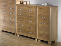 Sleepcraft Symmetry Oak 5 Drawer Tall Narrow Chest