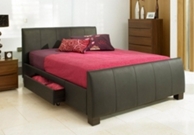 Relyon Heston Black Leather Bed Frame With Drawers