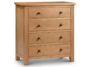 Julian Bowen Marlborough American Oak 4 Drawer Wide Chest