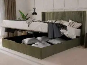 Kaydian Hartley Olive Fabric Ottoman Bed Frame