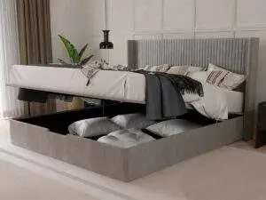 Kaydian Hartley Taupe Fabric Ottoman Bed Frame