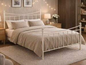 Time Living Alderney Ivory Metal Bed Frame