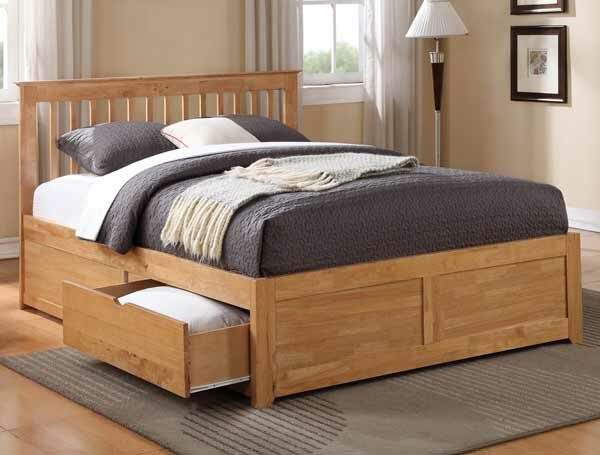 BPB  Pentire Oak or White Finish 2 Drawer Bed Frame