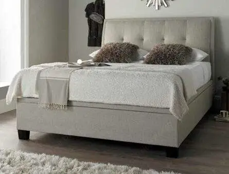 Kaydian Accent Oatmeal Fabric Ottoman Bed Frame