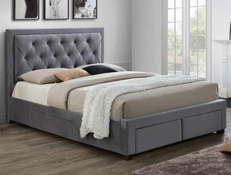 Birlea Woodbury Grey Fabric 4 Drawer Bed Frame