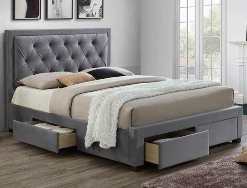 Birlea Woodbury Grey Fabric 4 Drawer Bed Frame