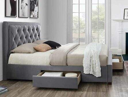 Birlea Woodbury Grey Fabric 4 Drawer Bed Frame