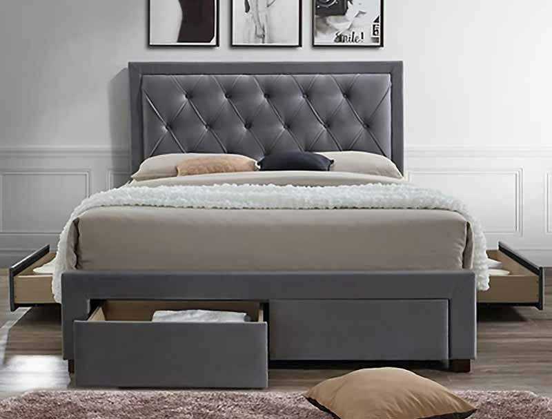 Birlea Woodbury Grey Fabric 4 Drawer Bed Frame