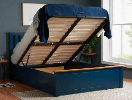 Birlea Navy Blue & Oak Colour Ottoman Bed Frame