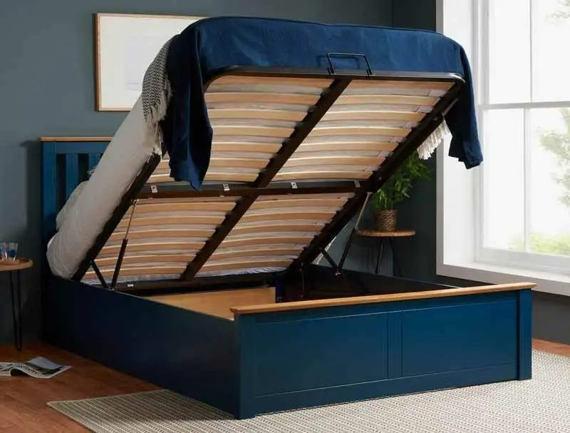Birlea Navy Blue & Oak Colour Ottoman Bed Frame