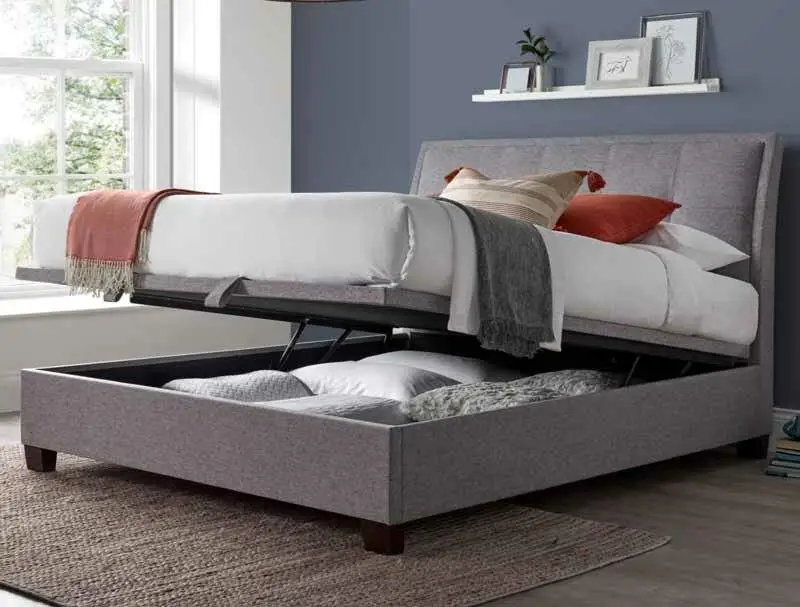 Kaydian Accent Marbella Grey Fabric Ottoman Bed Frame