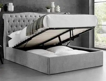 BPB Rosalind Light Grey Ottoman Bed Frame