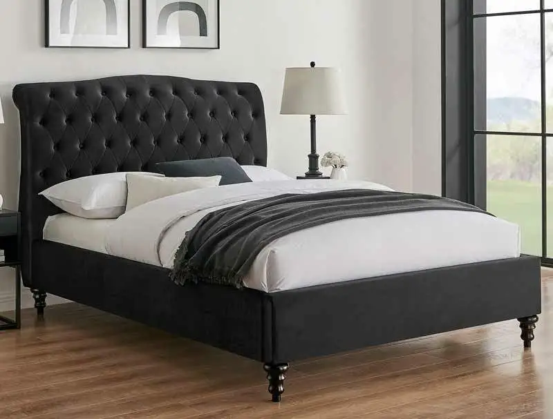 BPB  Rosalind Black Fabric Bed Frame
