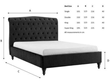 BPB  Rosalind Black Fabric Bed Frame