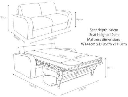 Jay-Be Deco Three seater Sofa Bed