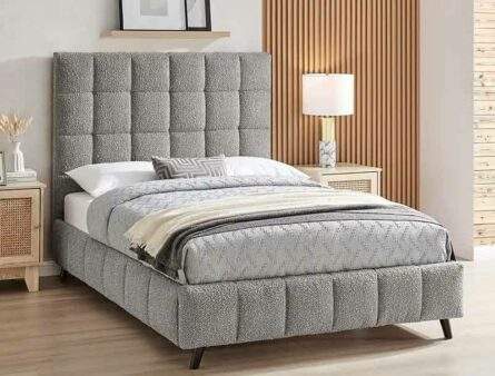BPB Squares  Dove Grey Boucle Bed Frame
