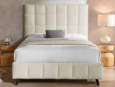 BPB Squares Ivory Boucle Bed Frame