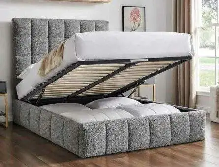 BPB Squares Dove Grey Boucle Storage Bed Frame
