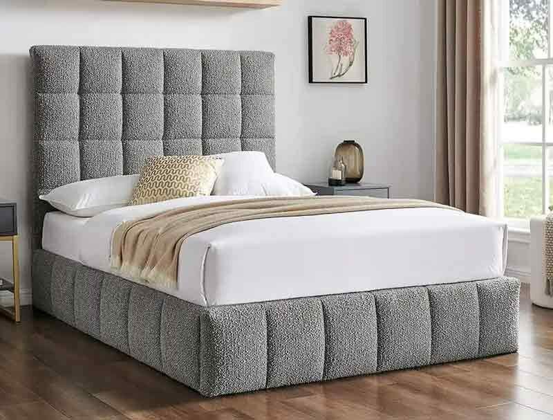 BPB Squares Dove Grey Boucle Storage Bed Frame