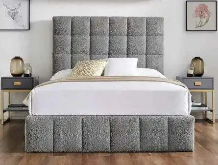 BPB Squares Dove Grey Boucle Storage Bed Frame