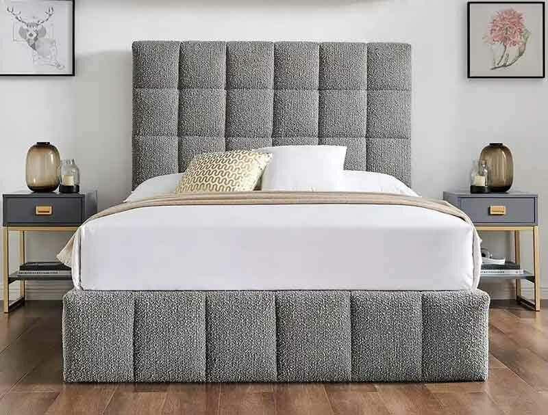 BPB Squares Dove Grey Boucle Storage Bed Frame