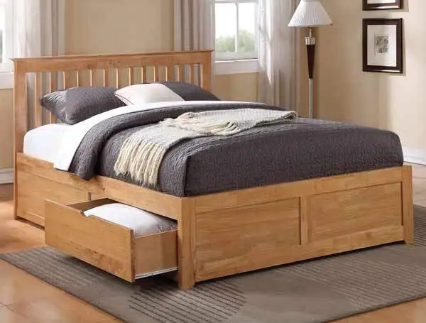 BPB  Pentire Oak or White Finish 2 Drawer Bed Frame