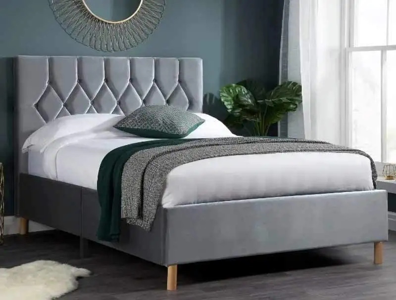 Birlea Loxley Grey Colour Fabric Bed Frame