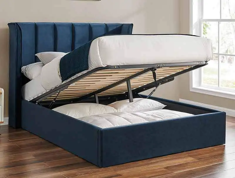 BestPriceBeds Polar  Navy Blue Storage Bed