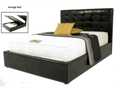 Annaghmore Strasbourg Faux Leather, Black Faux Leather Ottoman Bed