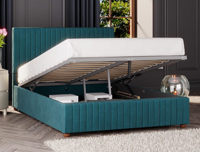 Aspire Estella Plush Emerald Ottoman Bed Frame