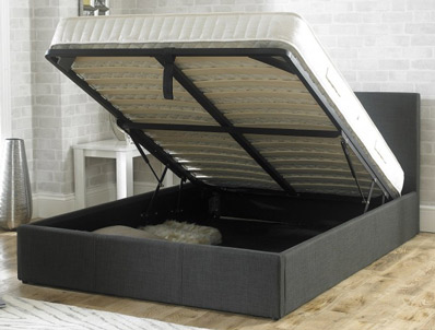 Bestpricebeds Falkirk Charcoal Fabric Ottoman Bed Frame
