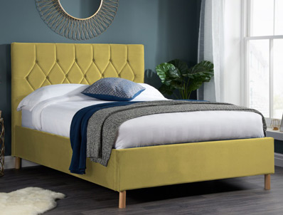 Birlea Loxley Mustard Colour Fabric Bed Frame