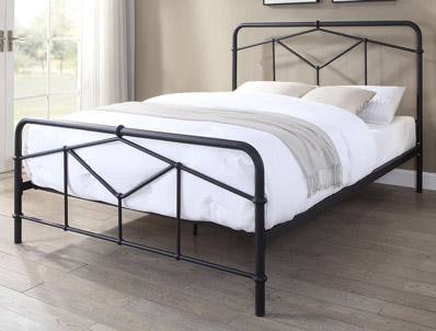 Flintshire Axton Black Metal Bed Frame, White Metal Super King Bed Frame
