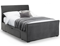 Julian Bowen Capri Dark Grey Velvet storage Fabric Bed frame