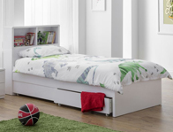 Julian Bowen Manhatten Glossy White Bookcase Bed Frame