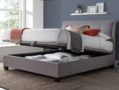 Kaydian Accent Marbella Grey Fabric Ottoman Bed Frame
