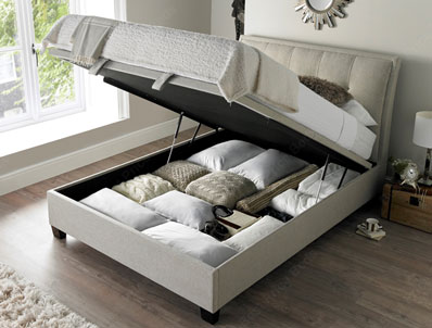Kaydian Accent Oatmeal Fabric Ottoman Bed Frame