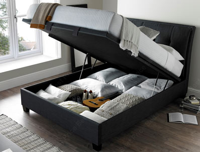 Kaydian Accent Slate Fabric Ottoman Bed Frame