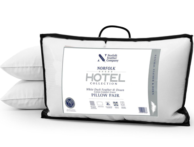 Norfolk Hotel Collection White duck Feather Down pillow Pair
