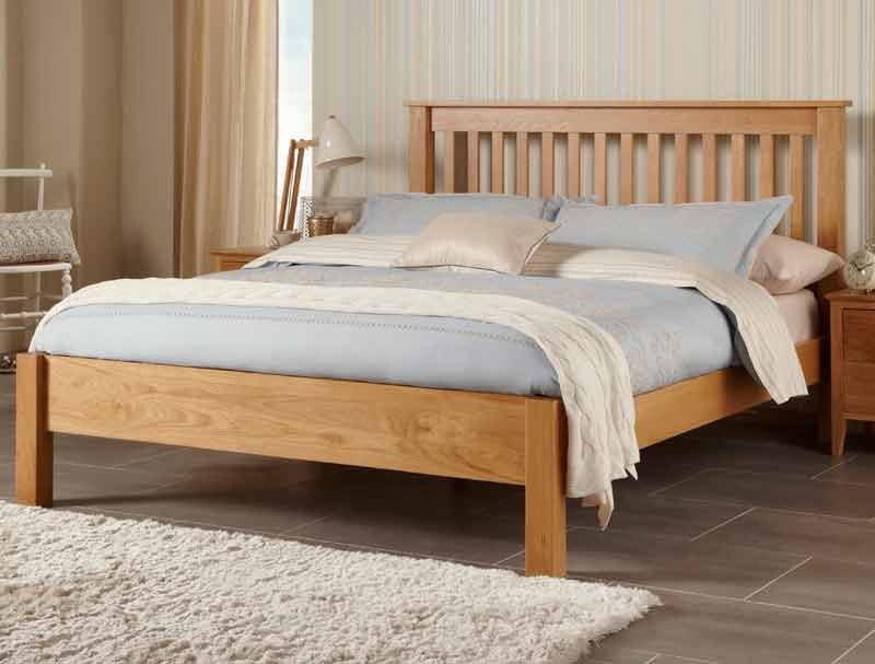 Serene Lincoln Solid Oak Bed Frame, Solid King Bed Base
