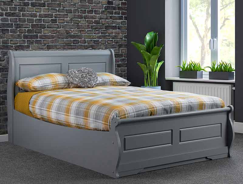 Sweet Dreams Robert Grey Wooden Sleigh Bed Ottoman Frame Discontinued