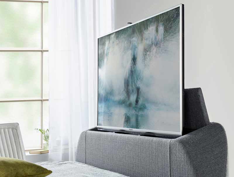 Kaydian Barndor Artemis Light Grey Fabric TV Ottoman Bed Frame