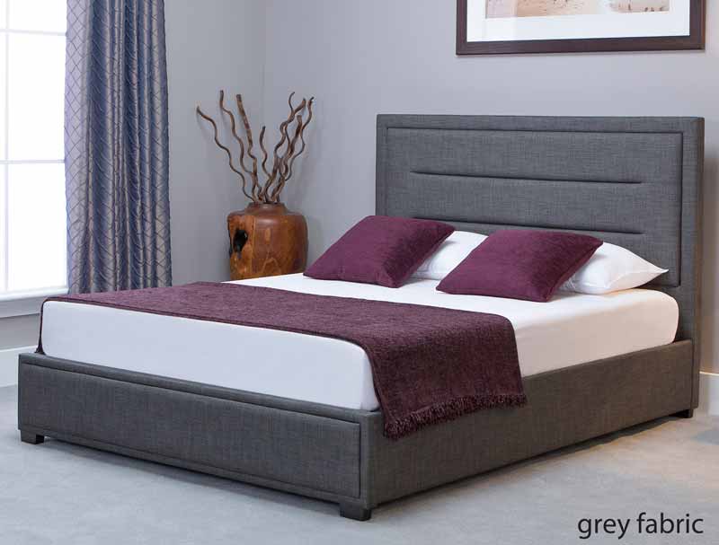 Bestpricebeds Knighton Grey Fabric End open Ottoman Bed Frame